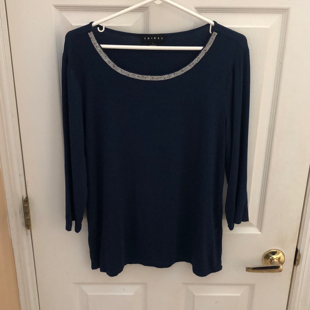 Tribal Navy Blue Top Sz Large